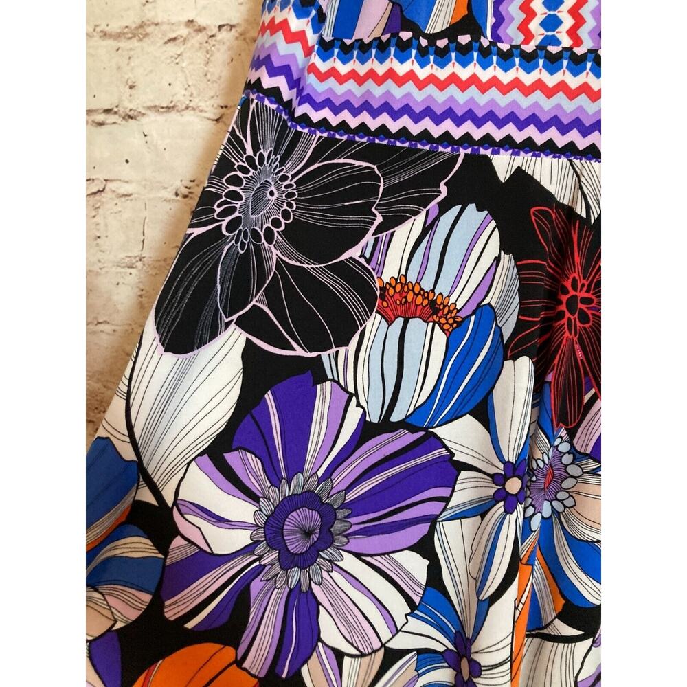 Christopher Banks Dress Womens 8 Midi Asymmetric Hem Floral Halter Stretch Flowy - Picture 4 of 14